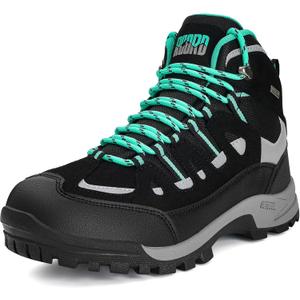 R CORD Women's Waterproof Hiking Boots for Outdoor Trekking, Camping, and Trail - Black Size 6.5