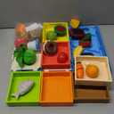 Montessori Color Sorting Food Toy, 60+ Pieces Play Food for Kids with Display Rack & 6 Boxes, Grocery Store Kitchen Playset for Toddlers 3+ Year Old, Preschool Educational Toys, Gifts for Boys Girls