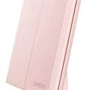 deweisn Tabletop Mount Tri-Fold Lighted Vanity Mirror with 21 LED Lights, Touch Screen and 3X/2X/1X Magnification, Two Power Supply Modes Make Up Mirror,Travel Mirror (Pink)