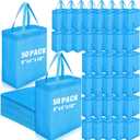 Windyun 50 Pcs Reusable Tote Bag Bulk 8 x 4 x 10 Inch Non Woven Shopping Bag with Handle Christmas Reusable Grocery Gift Tote (Medical Blue)