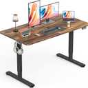 Standing Desk, Height Adjustable Electric Stand up Desk, 48 x 24 Inches Sit Stand Home Office Desk with Splice Board, Black Frame/Rustic Brown Top
