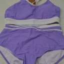 Arolina Women's High Waisted Bikini Sets Cheeky Two Piece Swimsuits Color Block Sporty Bathing Suits High Cut Swimwear Medium