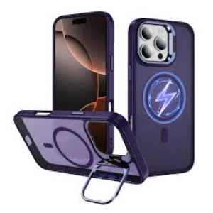 ADDIT Compatible with iPhone 17 Plus Case with Tempered Glass Screen Protector, Adjustable Kickstand Ring, Military-Grade Heavy Duty Protection, Shockproof, Anti-Fingerprint, Purple