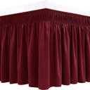 Biscaynebay Wrap Around Bed Skirts for Twin & Twin XL Beds Short Drop of 12", Burgundy Adjustable Elastic Dust Ruffles Easy Fit Wrinkle Resistant Silky Luxurious Fabric Machine Washable