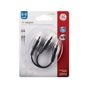 by jasko GE Audio Y Adapter Cable, 6 Feet, 3.5mm Male to RCA Male, Works with All Brands, Smart Phones, Stereo, Computer, Black, 33568