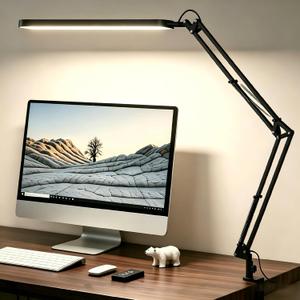 SKYLEO Desk Lamp for Home Office, Eye Comfortable LED Desk Light for Long Hours, Adjustable Swing Arm with Memory Function, Black
