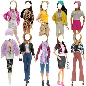 Doll Clothes, 5 Sets Outfits Houndstooth Coat Pants Windbreaker Hat for 11.5 inch Dolls Accessories Random Style