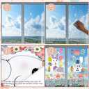 2 x 140 PCS Easter Window Clings - 9 Sheets Double-Sided Large Reusable Rabbit & Egg Stickers, Static Glass Decals for Home Office School Spring Easter Decor