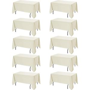 Dailyset 10-Pack Ivory Tablecloths for Rectangle Tables, 60 x 120 Inches, Stain-Resistant Polyester Fabric for 6 Foot Tables - Washable Table Covers for Weddings, Banquets, Birthday Parties, Events