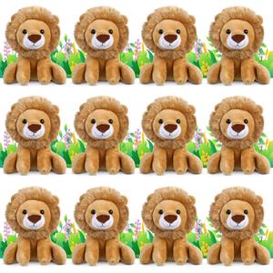 12 Pieces Lion Plush Set 6 Inches Cuddly Lion Stuffed Animal Soft Cuddly Plushie for Boys Girls Birthday Favors Gifts Forest Party Decor