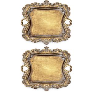 2 Pack Vintage Small Gold Ring Dish, Birthday & Wedding Gifts for WomenWedding Ring Tray- 5.3 x 4.5 inches