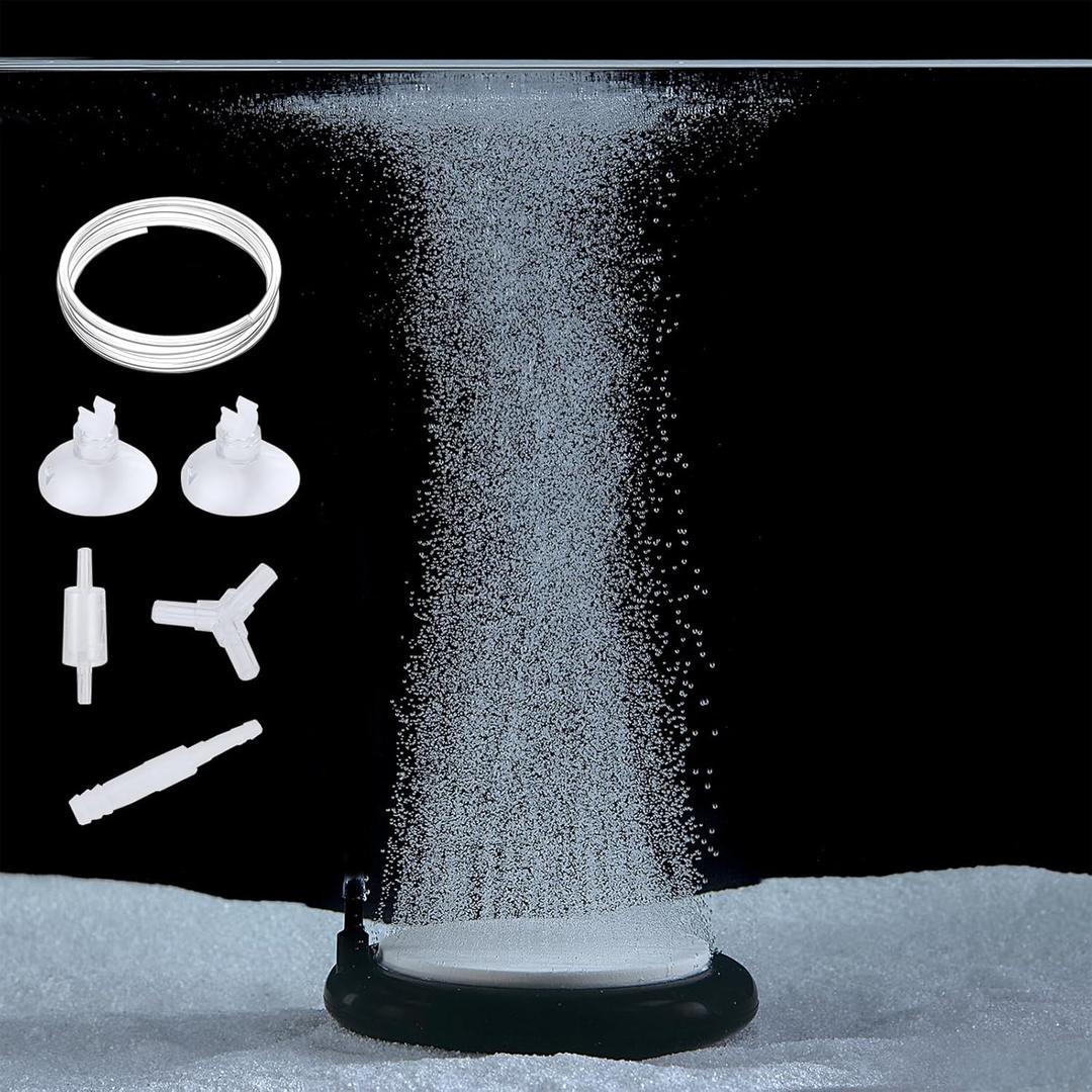 Carefree Fish Aquarium Nanometer Materials Air Stone Disk Fish Tank Hydroponics Bubble Stone Disc 4 Inch Air Pump Not Included (Black)