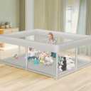 Hiaksedt Large Baby Playpen 65x50 Inch, PlayPen for Babies and Toddlers, Sturdy Safety Play Yard for Indoor & Outdoor with Zipper Gates, Anti-Fall (Dark Gray)