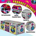 6 Ft 80s 90s Theme Tablecloths Birthday Party Decorations Retro Radio Table Cover Washable Fabric Polyester Rectangle Table Covers Protector for Back to 80s 90s Hip Hop Birthday Party Decorations