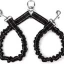 Double Dog Leash for Two Dogs - No Tangle, Comfortable Shock Absorbing Reflective Bungee Leash, Black
