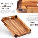 22 x 15.7 Inch Large Acacia Wood Serving Tray with Handles, Extra Spacious Decorative Wooden Tray with Dark Walnut-Tone Curved Corner Accents for Coffee Table, Ottoman & Kitchen Counter