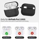 3 x RFUNGUANGO for AirPods Pro 3 Case 2025 with Cleaner Kit and Keychain, Soft Silicone Protective Cover for Apple AirPods Pro 3rd Generation Case, Support Wireless Charging, Black