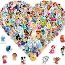 2 x 200pcs Kids Disney Princess Cute Cartoon Character Stickers - Movie Decorative Waterproof Stickers for Kids, Teens & Adults