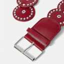 MakeMeChic Women's Faux Leather Wide Disc Buckle Belt Boho Disk Western Waist Belts Red One-Size