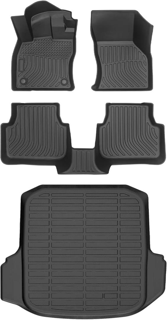 Floor Mats & Cargo Liner for Volkswagen Jetta 2019-2026, All Weather Automotive TPE Floor VW Jetta Liners Set Waterproof Accessories Black