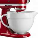 5 QT Ceramic Mixer Bowl Compatible with KitchenAid Tilt-Head Stand Mixers 4.5-5 Quart, Food-Grade Polished Mixing Bowl with Anti-slip Handle & Secure Locking Clasp, Microwave & Oven Safe