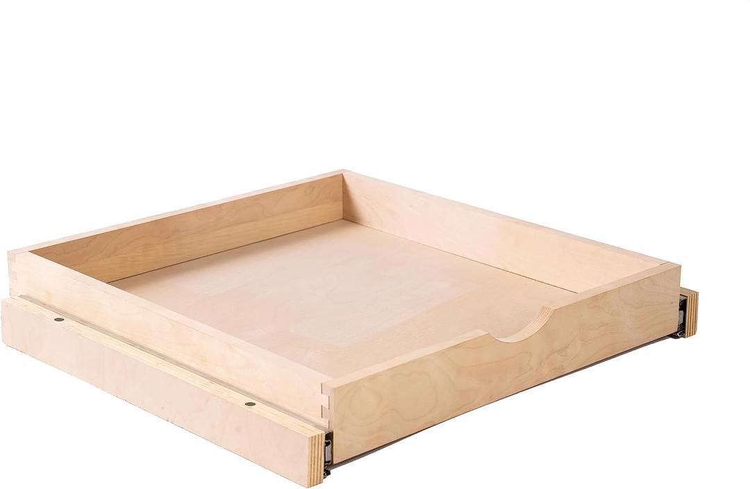 Couver Pull Out Drawers For Cabinets, 22.5"W x 21.25"D X 4"H Soft Close Slide Out Wood Shelves Storage Organizer for Kitchen, Finished, Heavy-Duty, Bottom Assembly