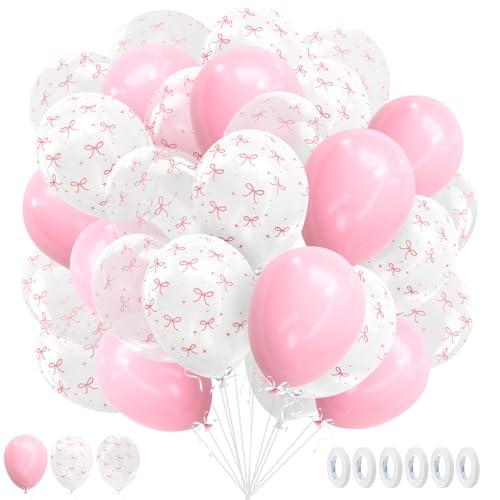 27 Pack 12 Inch Pink Latex Bow Balloons - Elegant Bachelorette Party Decorations for Birthdays, Weddings, Engagements and Coquette Themed Events