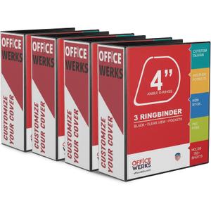 4 Inch D-Ring Binder, 3 Ring Heavy Duty (4 Pack) - Holds 800 Sheets, Crystal Clear View Presentation Binder with 2 Pockets for 8.5x11 Paper, Black, Assembled in USA - Performore