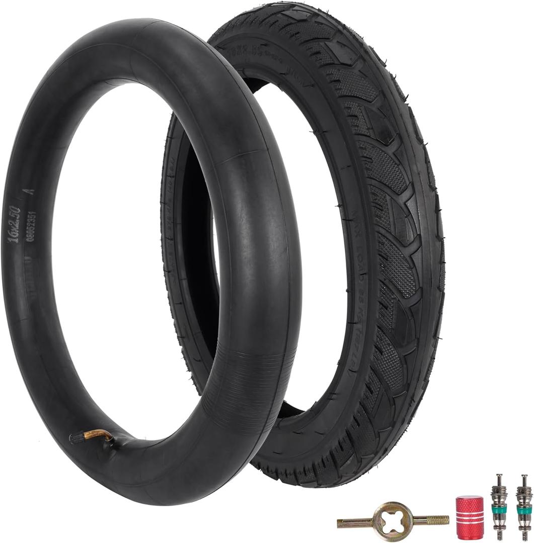 RUTU 16x2.5 Tire and Inner Tube Set, 16x2.50 Scooter Tire for Ebikes Kids Bikes, 65-305 Tires Fit for Scooter BMX Bicycles Electric Bikes