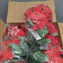 BLEUM CADE Artificial Christmas Flowers Hanging Poinsettias with Basket for Outdoors, Artificial Hanging Red Poinsettias for Xmas Decoration, UV Resistant Faux Flowers Christmas Decorations (Count of 2)