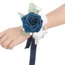 Ling's moment 6pcs Wedding Wrist Corsage Artificial Flowers, Girl/Mother Homecoming Prom Corsages Wristlet Dcor, etc. Navy Blue Dark Navy