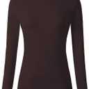 Women's Long Sleeve Slim Fit Turtleneck Basic Layering T-Shirt (Coffee)