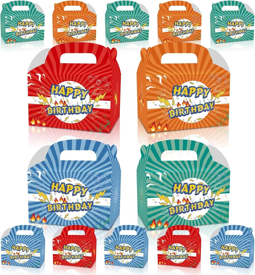 12Pcs Anime White Happy Birthday Decorations, Cartoon Red Birthday Party Favors Gift Boxes for Boys and Girls Kids Party Theme Supplies (multicolor)