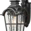 Outdoor Wall Lamps Aluminum Outside Light Fixtures for House 24 Inch Height Large Size Exterior Porch Lights Wall Mount with Water Ripple Glass Black Finish