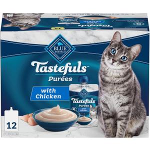 Blue Buffalo Tastefuls Pures with Chicken, Natural Cat Food Complement, Resealable Twist Cap Pouches, 3-oz (12 Count)