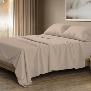 THREAD SPREAD 100% Egyptian Cotton King Size Sheets Set - Luxury 1500 Series Egyptian Cotton Sheets King Size (4 PC, Taupe), Silky Soft, Sateen Weave, Cooling & Breathable, 17" Deep Pocket Bed Set