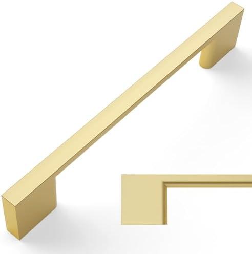 Amerdeco 10 Pack Brushed Gold Cabinet Pulls 5 Inch(128MM) Hole Centers Kitchen Cabinet Handles Cabinet Hardware Kitchen Handles for Cabinets Cupboard Handles Drawer Pulls ZH0060