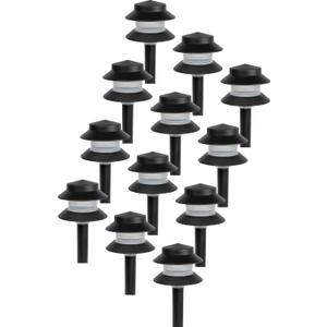 GreenLighting 35 Lumen Modern 2-Tier Low Voltage Path Light - Outdoor 2.5 Watt Landscape Light (12 Pack, Black)