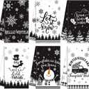 6 Pcs Winter Kitchen Towels Black White Snowman Dish Hand Towel 15.8 x 23.6'' Snowflake Let It Snow Decorative Tea Dish Towels Farmhouse Xmas Kitchen Decor for Bathroom Housewarming Gift