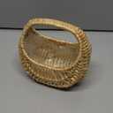 Rattan Half Moon Wicker Basket, Small Wicker Woven Basket with Handle, Woven Wedding Flower Girl Baskets, Picnic Basket, for Home Wedding Decor, Photo Props, Camping (Orbicular)