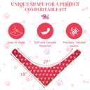 Dog Bandanas for Boys and Girls, Dog Birthday Bandana - Handmade Premium Quality Adjustable Neck Scarf for Medium & Large Breed Dogs(Red Valentine's Day)