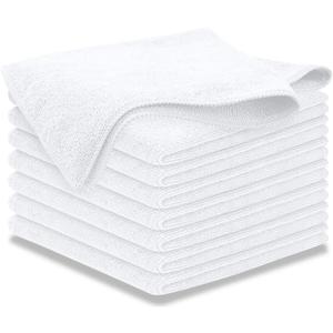 USANOOKS Microfiber Cleaning Cloth - White - 8Pcs (12.5x12.5 inch) High Performance - 1200 Washes, Ultra Absorbent Car Towel Traps Grime & Liquid for Streak-Free Mirror Shine - Car Washing Cloth