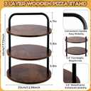 4 Pcs Wooden Pizza Stands Tiered Serving Tray Stand with 3 Pizza Servers for Pie Cupcake Dessert Cheese Party Restaurant