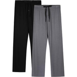BAMBOO COOL Mens Pajama Pants Sleep Lounge Bottoms Soft Comfy Pj Pant Sleepwear with Pockets 2 Pack 3XL
