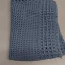 RESARE Waffle Bath Mat - Super Absorbent Non Slip Machine Washable Boho Bath Rugs with Tassels, Upgraded Bordered Design, 17"x24" Blue