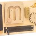 deMoca Baby Busy Board for 1 Year Old, Premium Montessori Toddler Travel Toy with Educational Activities, Sensory Travel Toys for Toddlers 1-3, Wooden Busy Board, Gift for Boy & Girl (Standard, Nature)