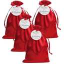 GUIFIER 30PCS 6 x 9 Inch Satin Gift Bags with Drawstring, Silk Jewelry Pouches, Wedding Favor Bags, Candy Bag for Thanksgiving Baby Shower Bridal Shower Birthday Christmas (Wine Red + Thank You Tags)