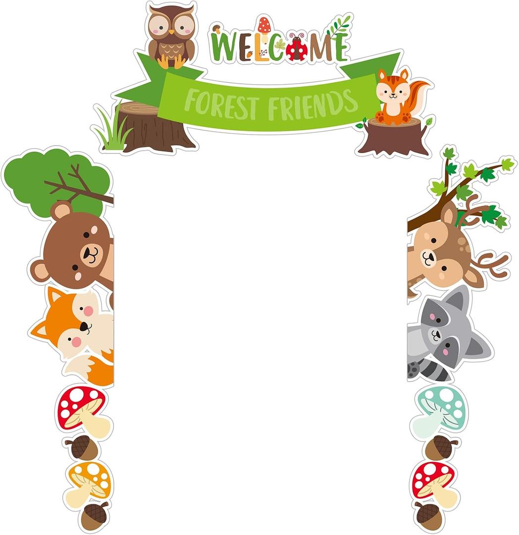 Gilprop Woodland Friends Classroom Door Decor Animals Themed Border Trim Bulletin Board Set Woodland Birthday Porch Sign for 2026 Vbs Classroom Decor Kids Preschool Kindergarten Teachers School Home
