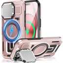 WASTROYAL Camera Stand Case for iPhone 15 Plus, [Compatible with Mag Safe] [Lens Cover] 2024 Version Military Grade Protective Soft Case for iPhone 15 Plus 6.7 inch Men Women, Pink