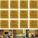 Flower Wall Backdrop12 pcs 16.5x16.5 Inch Floral Wall Panel Artificial Silk Rose Wall Decor Ideal for Wedding Celebrations, Festive Party Backdrops, and Home Decor-Gold